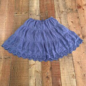 Mini Boden Girls Size 5/6 Blue tiered pintucks eyelet lace skirt